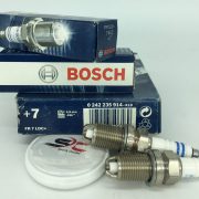 شمع بوش پایه کوتاه دو پلاتین BOSCH FR7LDC+ +7 یک جعبه (4 عدد)